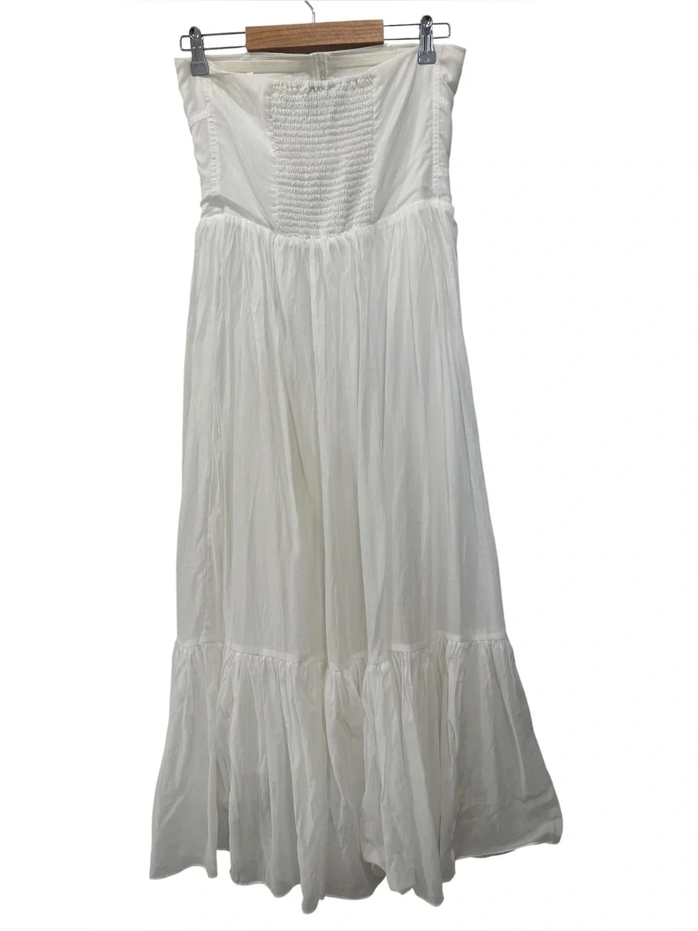 Anthropologie Strapless White Button-Front Midi Dress - Picture 3 of 5